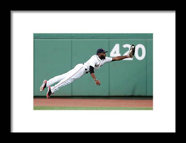 Jackie Bradley - Baseball Player Framed Print featuring the photograph Tyler Flowers and Jackie Bradley by Jim Rogash