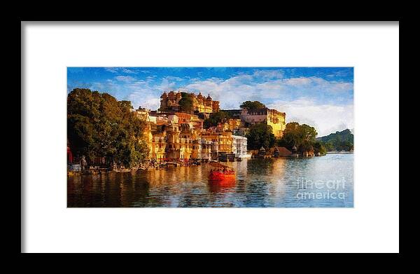 Udaipur Framed Print featuring the digital art Udaipur, City Palace by Jerzy Czyz