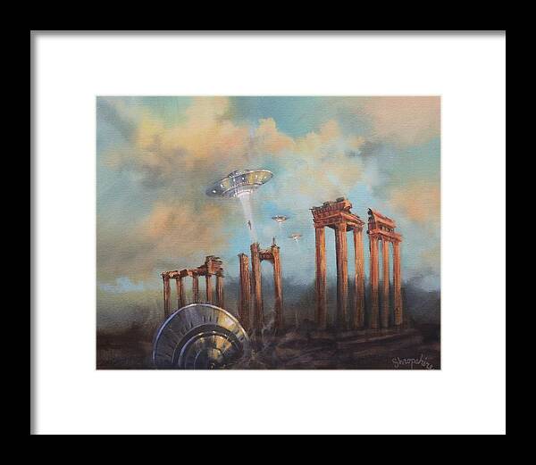 Ufo's Framed Print featuring the painting UFOs A Rescue Party by Tom Shropshire