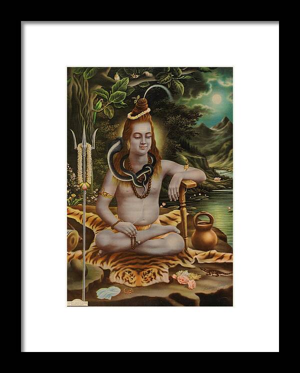 Siva Framed Print featuring the painting Umapati Shankar by Narottam Narayan Sharma