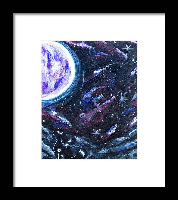 Eevee Framed Print featuring the painting Umbreon's Full Moon by Ashley Wright