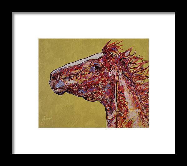 Horse Framed Print featuring the painting Unbroken original painting by Sol Luckman