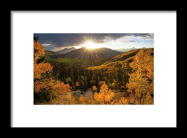 Colorado Framed Print featuring the photograph Uncompahgre Sunburst Panorama by Aaron Spong
