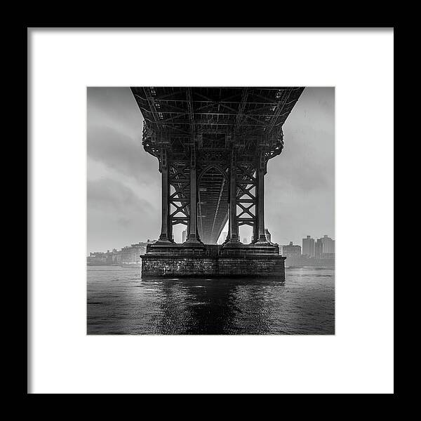 Black And White Framed Print featuring the photograph Under Manhattan Bridge, New York by Serge Ramelli