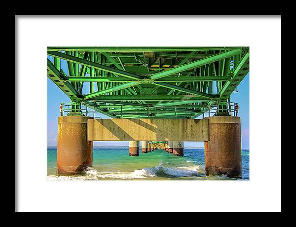 5th Longest Suspension Bridge Framed Print featuring the photograph Under the Bridge by Deb Beausoleil