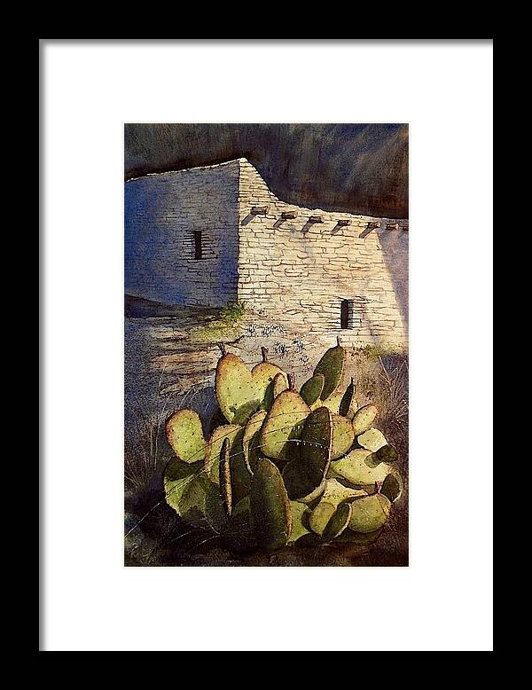 The Gila Cliff Dwellings National Monument In New Mexico Gila Wilderness. Fabulous! Framed Print featuring the painting Under The Cliff by John Glass