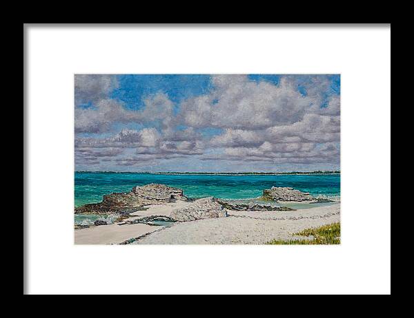 Cloudy Sky Framed Print featuring the painting Under The Cloudy Sky by Ritchie Eyma