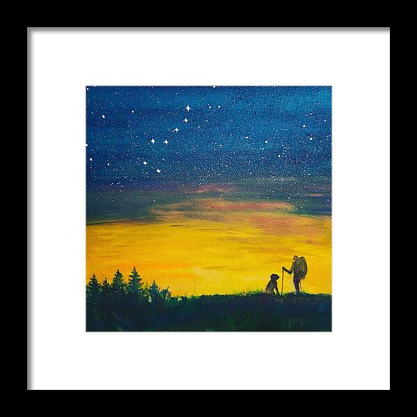 Starry Night Framed Print featuring the painting Under the Lucky Stars by Tonja Opperman
