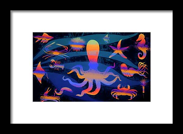Starfish Framed Print featuring the digital art Under the Sea Artwork by Debra and Dave Vanderlaan