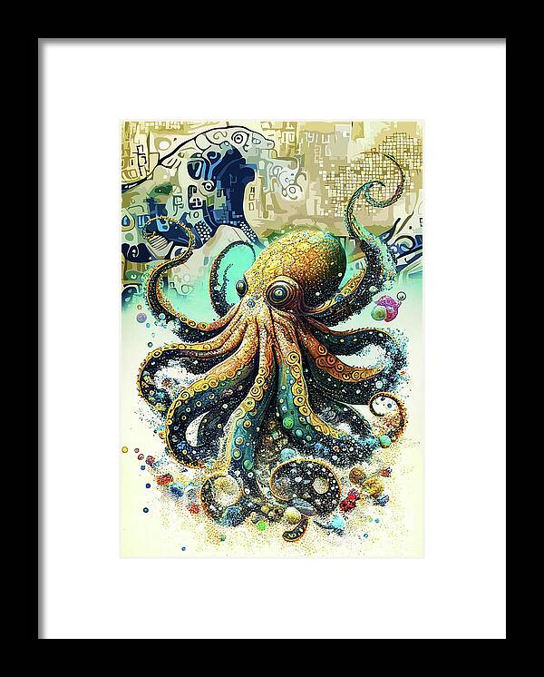 Octopus Framed Print featuring the mixed media Under The Sea Creature by Tammera Malicki-Wong