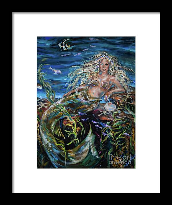 Ocean Framed Print featuring the painting Underwater Goddess by Linda Olsen