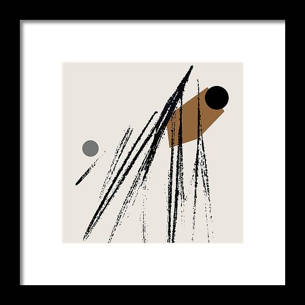 Black And Brown Framed Print featuring the painting Uneven Elegance No. 10 - Black and Brown Minimalist Art by Lourry Legarde
