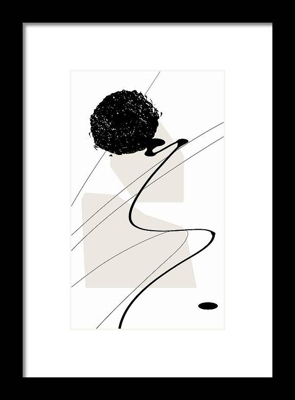 Taupe Modern Art Framed Print featuring the painting Uneven Elegance No. 2 - Black and Beige Minimalist Art by Lourry Legarde