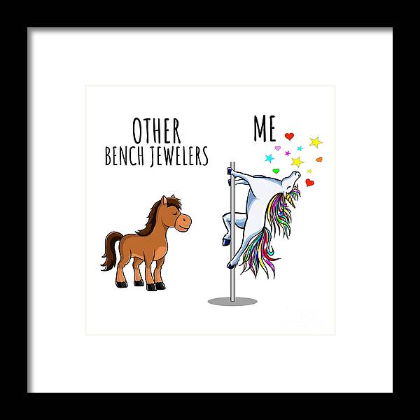 Bench Jeweler Framed Print featuring the digital art Unicorn Bench Jeweler Other Me Funny Gift for Coworker Women Her Cute Office Birthday Present by Jeff Creation