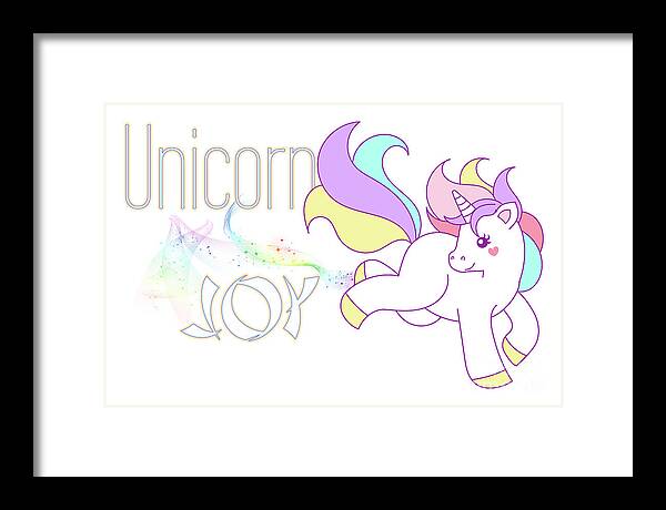 Unicorn Framed Print featuring the digital art Unicorn Joy by Tanya Owens