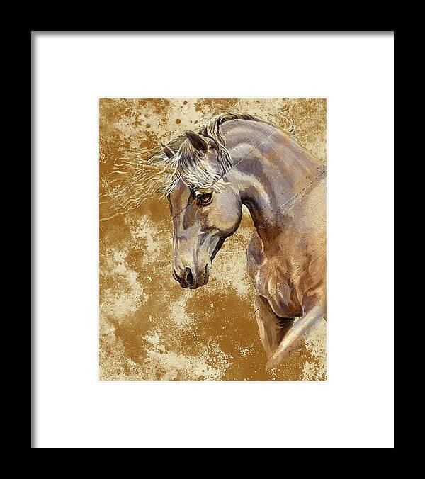 Unicorns Framed Print featuring the mixed media Unicorns Are Memories of Gold by Renee Forth-Fukumoto