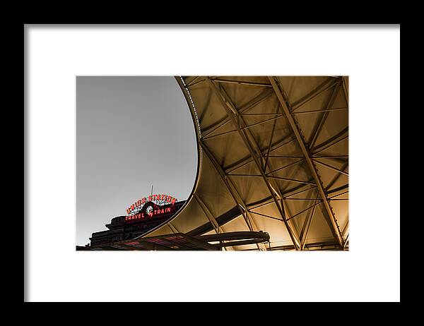 Selective Color Framed Print featuring the photograph Union Station Of Downtown Denver by Gregory Ballos