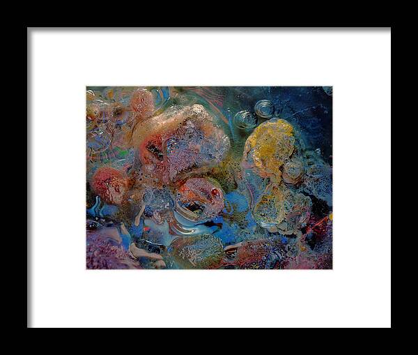Abstract Framed Print featuring the mixed media Universe in Ice - Icy Abstract 41 by Sami Tiainen