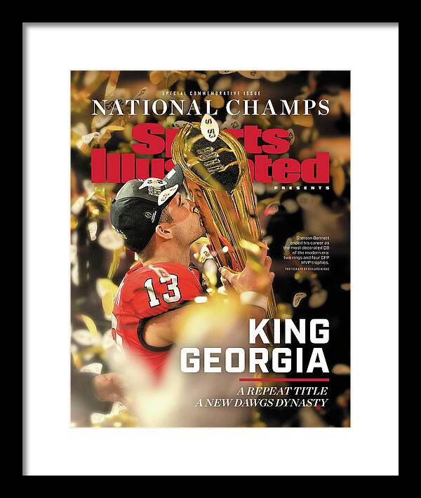King Georgia Framed Print featuring the photograph University of Georgia, 2023 NCAA Football Championship Commemorative Issue Cover by Sports Illustrated