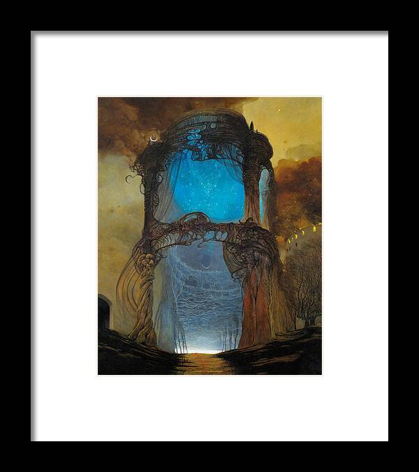 The Portal Framed Print featuring the painting Untitled - The Portal by Zdzislaw Beksinski
