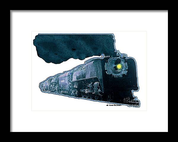 Train Framed Print featuring the digital art UP 8444 Digital Art by John and Sheri Cockrell