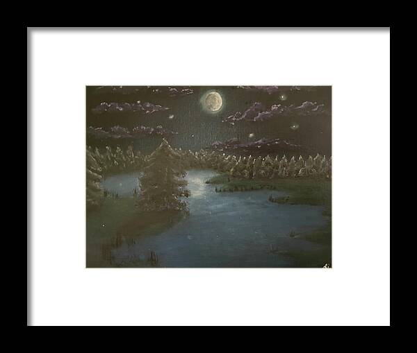 Oil Painting Framed Print featuring the painting UP-per Moon by Lisa White