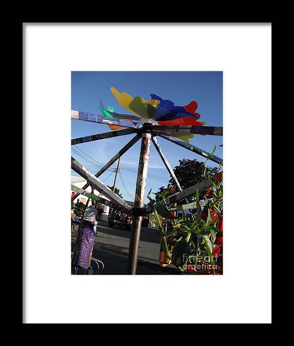 Whirl Framed Print featuring the photograph Upbrella Whirl Patio Garden by GJ Glorijean
