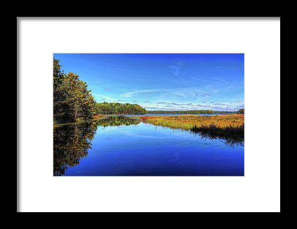 Upnorth Framed Print featuring the photograph Upper Buckatabon Lake in Fall by Dale Kauzlaric
