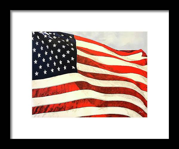 Mask Framed Print featuring the painting US Flag by Guido Borelli