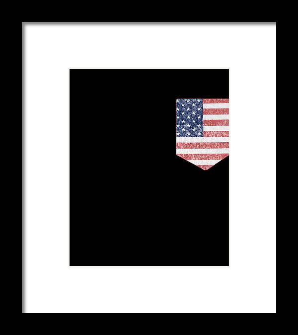 Funny Framed Print featuring the digital art US Pocket Flag Patriotic by Flippin Sweet Gear