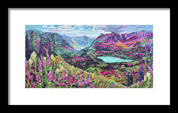 Glacier National Park Framed Print featuring the painting Utopia in Glacier National Park by Anisa Asakawa