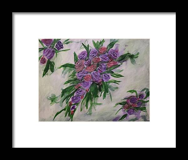 Bouquet Framed Print featuring the painting Valentine Bouquet by April Clay