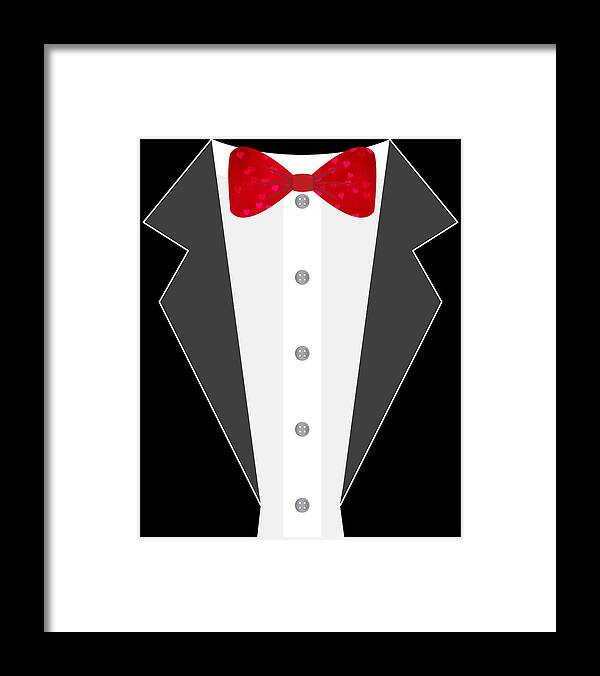 Cool Framed Print featuring the digital art Valentines Day Heart Bow Tie Tuxedo Costume by Flippin Sweet Gear