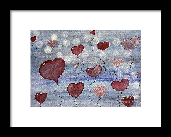 Valentines Day Framed Print featuring the painting Valentine's Day in Seattle by Lisa Neuman