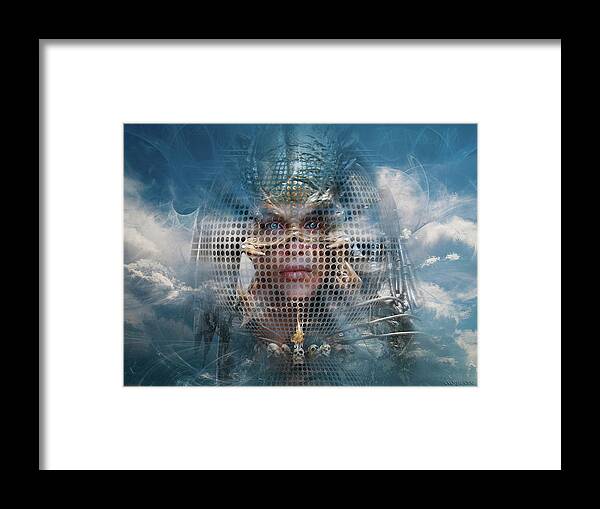 Digital Art Framed Print featuring the digital art Valkyrie Phantom or Optical Illusion of Face by George Grie