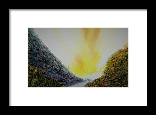 Bright Framed Print featuring the painting Valley Commute by Angela Marinari