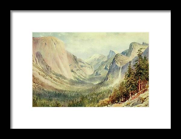 Valley Of The Yosemite Framed Print featuring the painting Valley of the Yosemite, California 1914 by Sutton Palmer