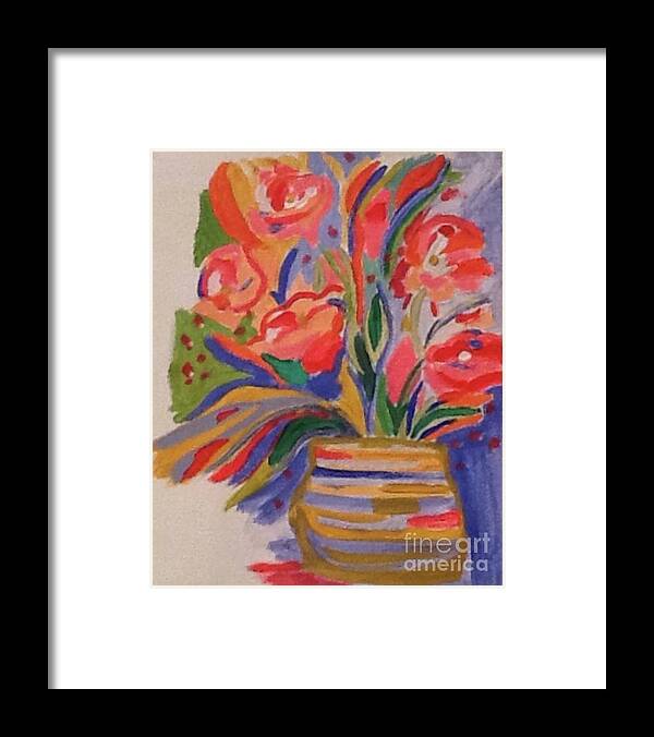 Original Art Work Framed Print featuring the painting Vase of Flowers by Theresa Honeycheck