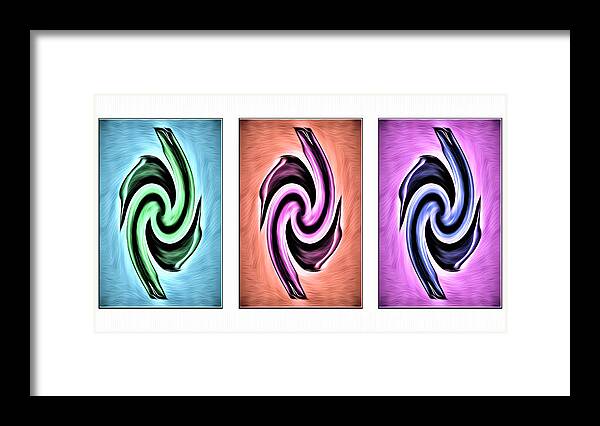 Living Room Framed Print featuring the digital art Vases in Three - Abstract White by Ronald Mills