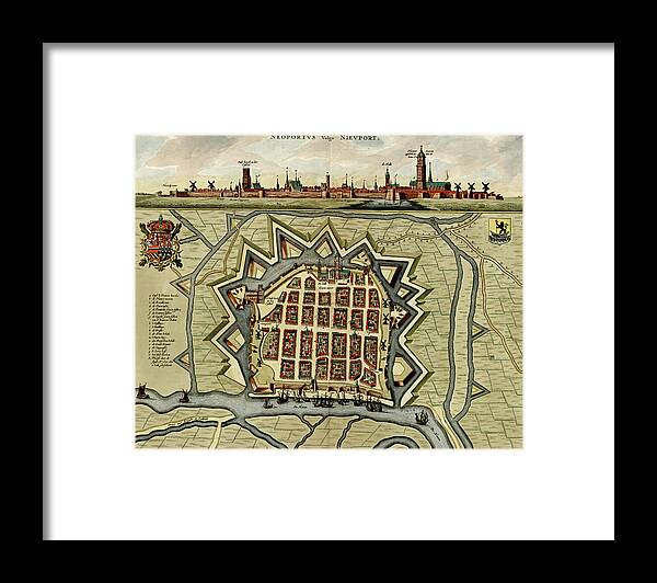 Maps Framed Print featuring the drawing Vauban Defenses on the Narva Estonia 1700 by Vintage Maps