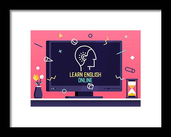 Expertise Framed Print featuring the drawing Vector Web Banner Design for Learn English Online by Denkcreative