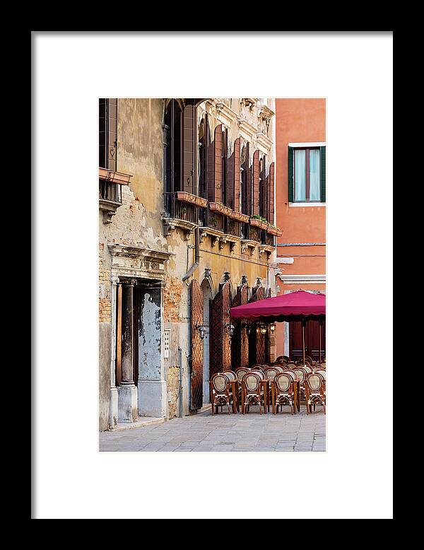 Venice Framed Print featuring the photograph Venetian Cafe by Melanie Alexandra Price