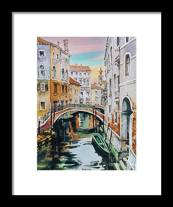 Venice Framed Print featuring the digital art Venetian Canal by Maria Rabinky