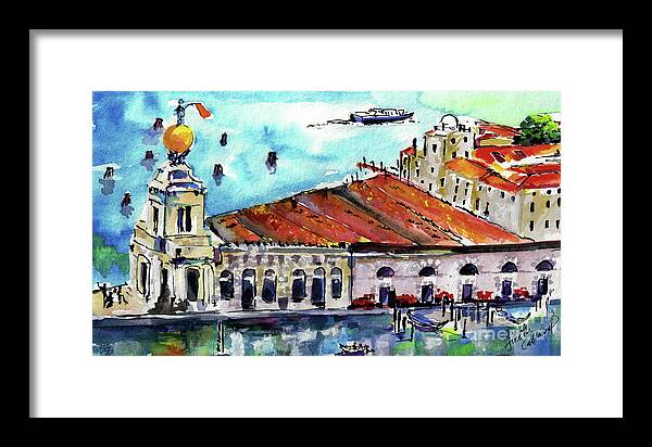 Watercolors Of Italy Framed Print featuring the painting Venica Italy Famous Buildings by Ginette Callaway