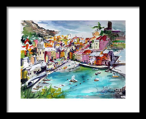 Vernazza Italy Cinque Terre Watercolors by Ginette Callaway