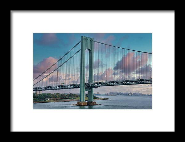 Verrazano Narrows Framed Print featuring the photograph Verrazano Bridge Support by Darryl Brooks