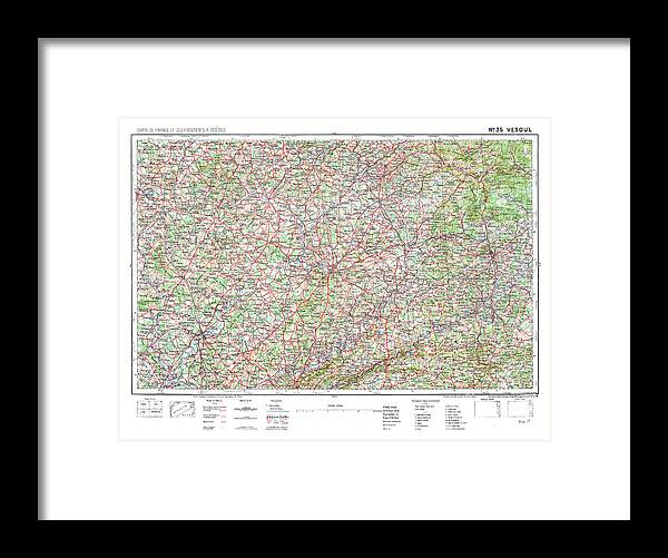 Color Framed Print featuring the photograph Vesoul France 1918 Map by Pete Klinger