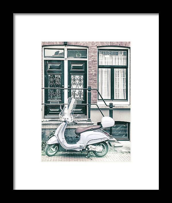Vespa Framed Print featuring the photograph Vespa in Amsterdam by Georgia Clare