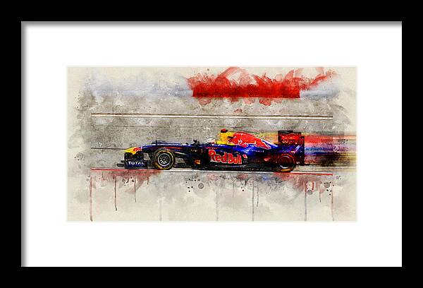 Formula 1 Framed Print featuring the digital art Vettel 2011 by Geir Rosset