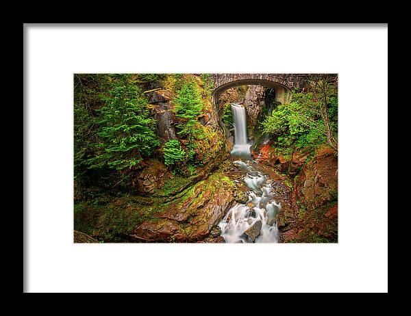 Mount Rainier National Park Framed Print featuring the photograph Vibrant Christine Falls by Dan Mihai